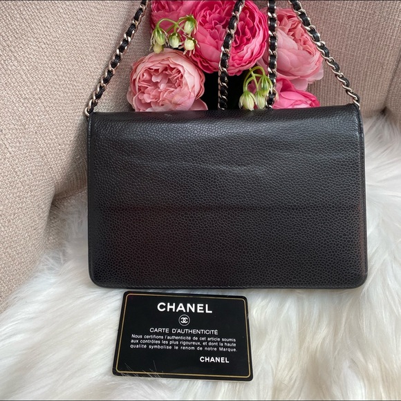 ❌SOLD ON E🅱️🅰️Y❌🌼 Chanel Caviar CC Timeless BLACK WOC With Card &dust bag SHW - Picture 3 of 17